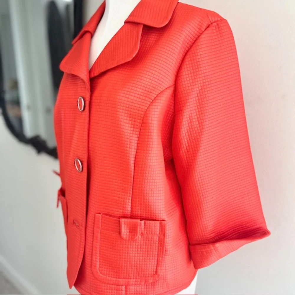 Joseph A. Qu'est ce Que c est Silk? Vintage  Orange Jacket - Picture 2 of 6